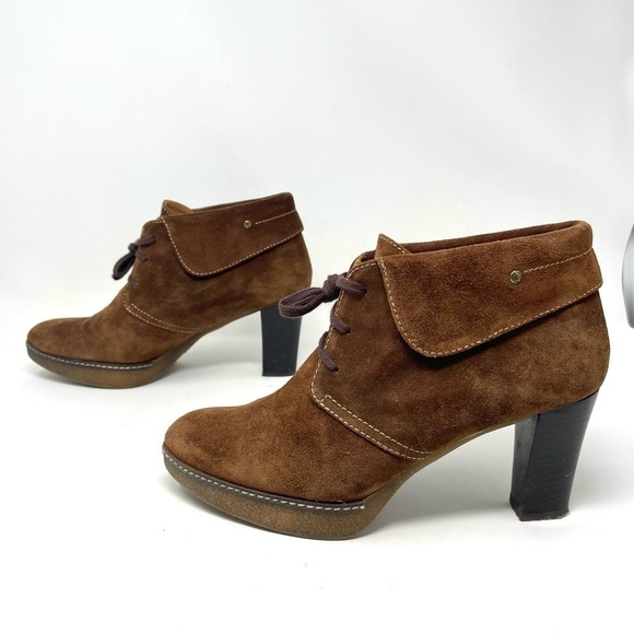 Pedro Miralles Chocolate Brown Suede Heeled Lace Up Ankle Boots Size 39 - Picture 4 of 10